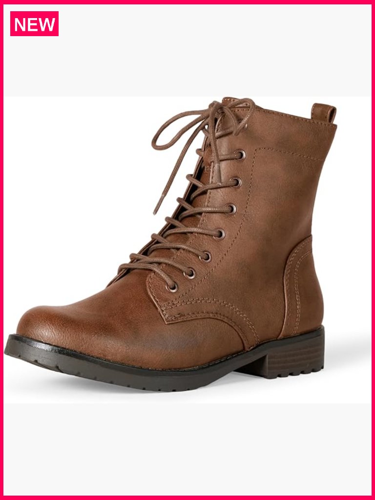 Lace-Up Combat Boots With Lug Sole And Side Zipper